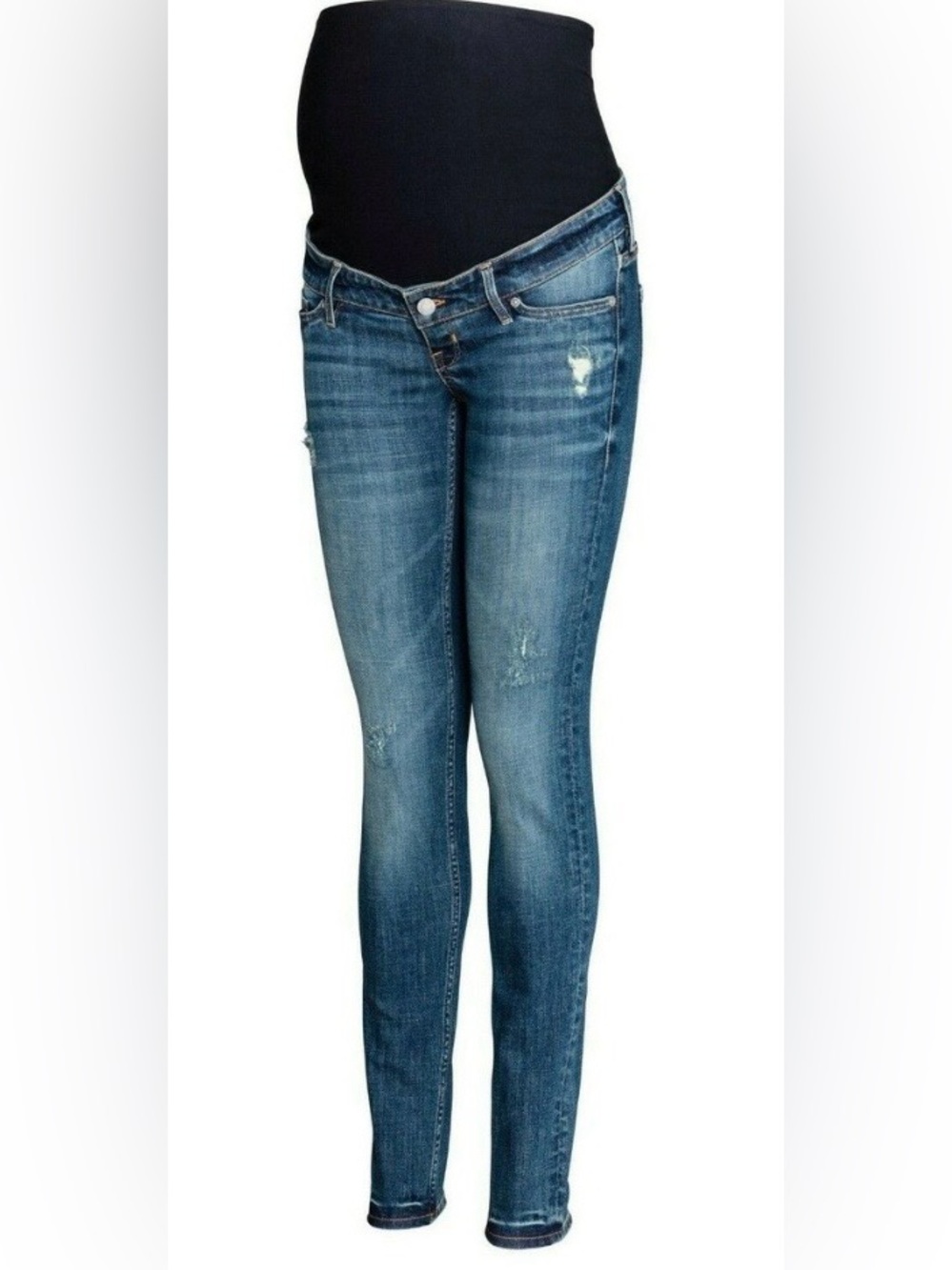 H&M~Mama skinny high-rib maternity jeans. Distressed look-size 10~EUC